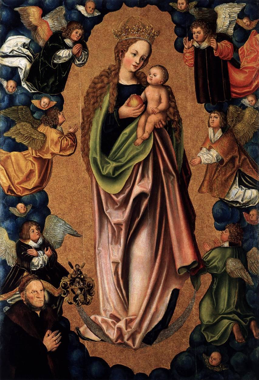 virgin and child on a crescent moon